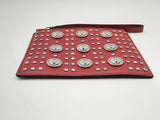 Versace Versus Lion Studded Red Leather Clutch Bag Do0624lxzde