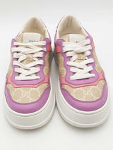 Gucci Monogram Canvas Pink & Purple Leather Platform Sneakers 38.5 Eb0126lrxsa
