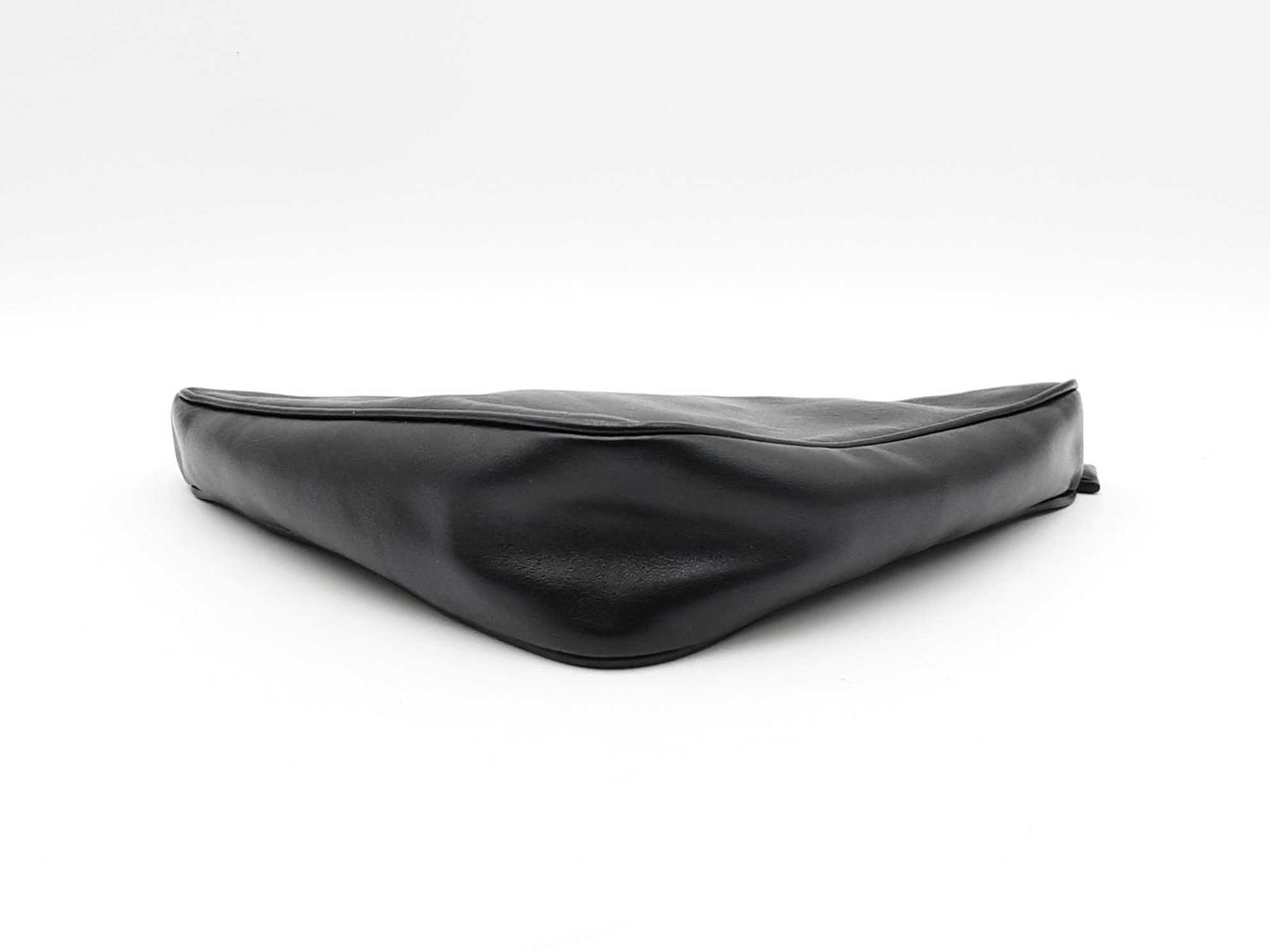 Prada Triangle Embossed Logo Black Leather Clutch