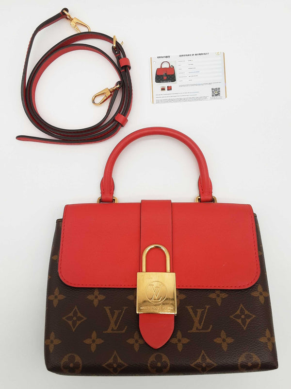 Louis Vuitton Locky Cherry Red Leather Brown Monogram Crossbody Bag Do0425locxde