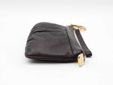 Gucci Britt Wristlet In Dark Brown Guccissima Embossed Leather Fw0826lexdu