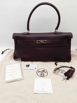 Hermes Jpg Kelly 42cm Raisin Purple Clemence Palladium Handbag Do0925lxzxzde