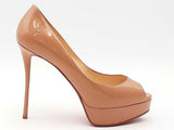 Christian Louboutin Lady Peep Patent Beige Size 9 Aa0826lrzsa