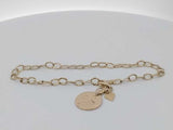 14k Yellow Gold Link Bracelet With Cross Medallion Charm 2.4 Grams 7 Inch Eb0926lxzsa