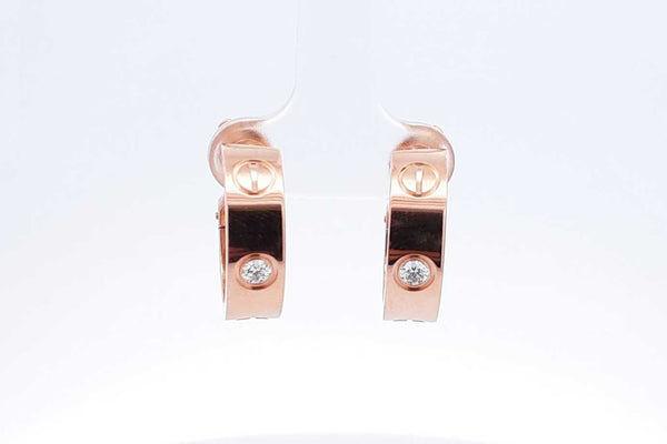 Cartier Love Hoop Earrings 18k Rose Gold With Diamonds 11.8 Grams Eb1024lxxzdu