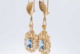 18k Yellow Gold Filigree Dangle Earrings With Blue Gemstones 8.9g Eb0526rirsa