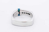 Blue Diamond & Opal Inlay 14k White Gold Ring 10.5 Grams Size 8.5 Eb1025prxsa