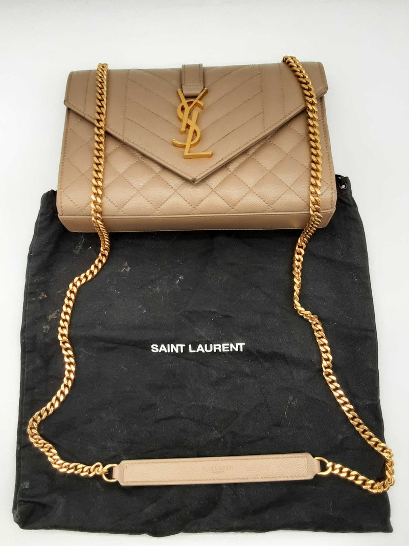 Yves Saint Laurent Envelope Tan Quilted Leather Chain Crossbody Bag Do0824lxzxde