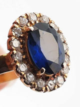 Sapphire & Diamond Halo Ring In 14k Yellow Gold 3.5 Grams Size 7 Fw0625orxdu
