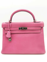 Hermes Kelly 32 Rose Pourpre Pink Chevre Mysore Palladium Shoulder Bag Do0323eizxde