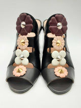 Fendi Flowerland Leather Studded Mules Size 40 Fwlrxde