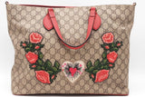 Gucci Gg Supreme Coated Canvas Embroidered Floral Tote Bag Eb0526clrsa