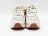 Michael Kors Monique Platform Trainers In Cream Tech Canvas Size 8 Fw0126pzdu