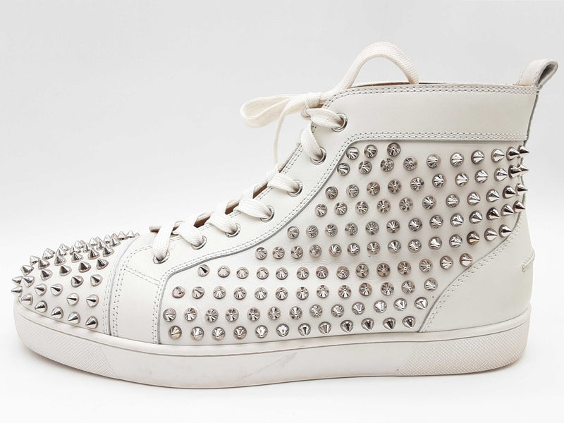 Christian Louboutin Flat Spike White Leather Shoes Size Eu 45 Do0225wrxde