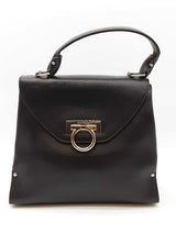 Salvatore Ferragamo Gancini Black Leather Flap Top Handle Bag Eb0922lrxde