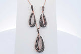 Effy Espresso & White Diamond Pendant & Earrings 14k Rose Gold 7.1g Eb0326cxzdu
