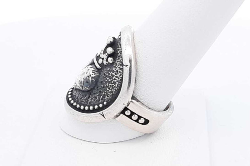 King Baby Queen Baby Crowned Heart Coin Ring 925 Sterling 17.4g Size 9 Eb125rxdu