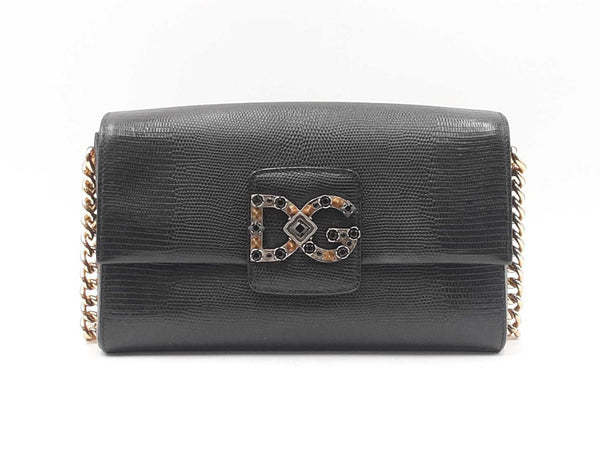 Dolce & Gabbana Dg Milennials Shoulder Bag In Stampa Iguana Calfskin Fw0825lrxdu