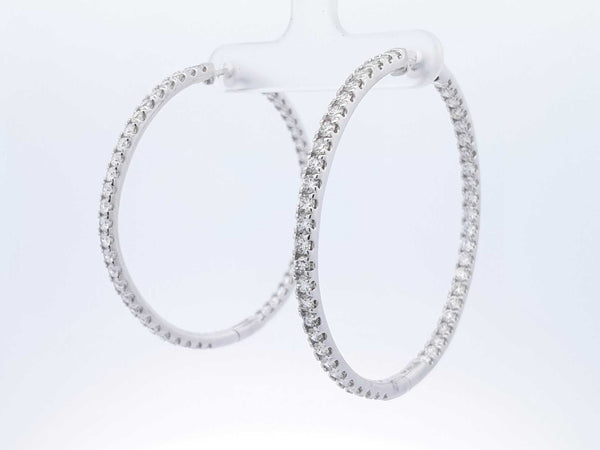 5.0 Cttw Lab Grown Diamond & 14k White Gold Hoop Earrings 17.7 Grams Fw0225lrzxdu