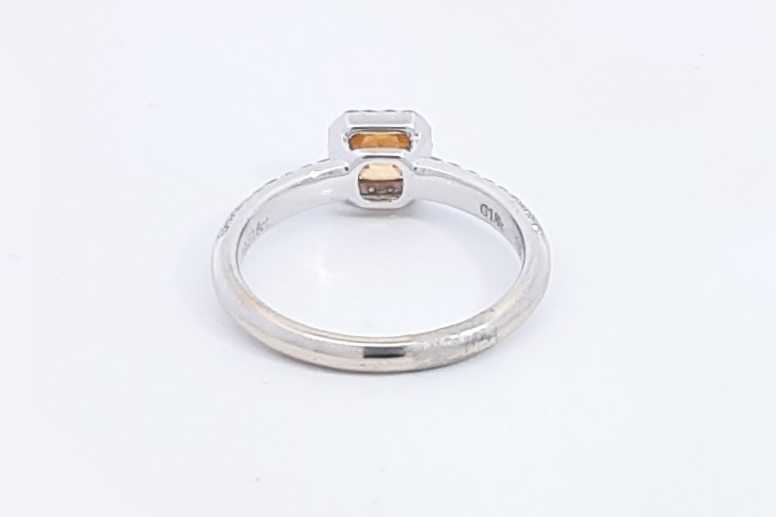 0.51ctw Yellow Orange Center Diamond Ring 18k White Gold Size 5.5 Eb1224rxxzsa