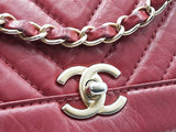 Chanel Cc Chevron Quilted Red Calfskin Top Handle Satchel Backpack Fw0725lzxzdu