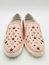Jimmy Choo Studded Star Pink Leather Slip On Sneakers Size 43 Eb1225lexde