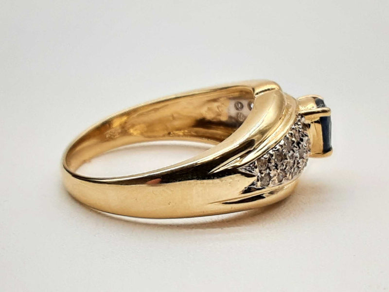 Approx 0.2 Ctw Diamonds 14k Two-tone Gold Sapphire 7.1g Ring Size 7 Do0125orxde