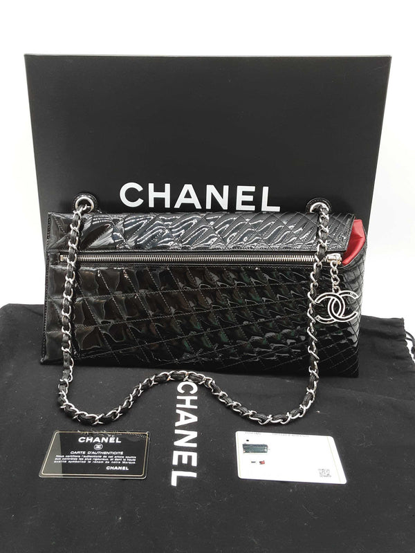 Chanel Kaleidoscope Geometric Quilted Black Patent Leather Shoulder Bag Do0325lcxzde