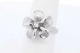 14k White Gold Plumeria Flower Ring With Diamond 5.6 Grams Size 6.75 Eb0826wexde