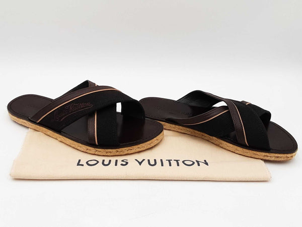 Louis Vuitton Canvas & Leather Espadrilles Slide Sandals Size 7 Men's Fw0725crdu