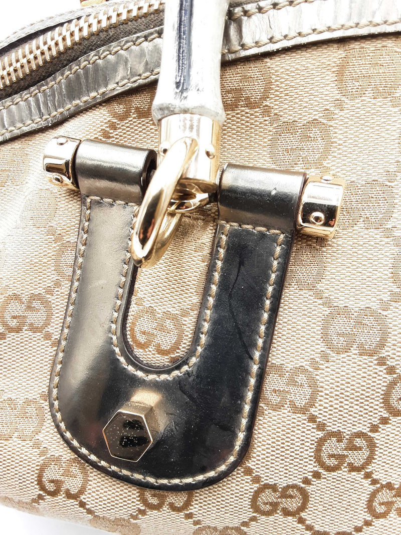 Gucci Gg Monogram Canvas Bamboo Top Handle Bag Eb0824orxdu