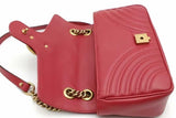 Gucci Gg Chevron Quilted Red Leather Marmont Shoulder Bag Eb1026wxzsa