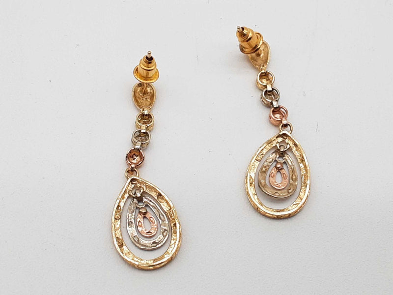 14k Tricolor Gold 2.5g Dangle Stud Earrings Do0725exde