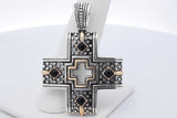Konstantino Sterling Silver & 18k Gold Onyx Cross Pendant 25.2 Grams Eb0826wrxdu