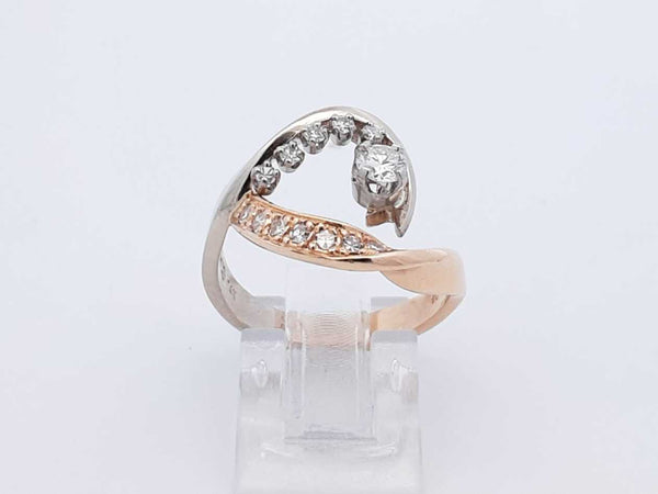 0.85 Cttw Diamond & 14k Two-tone Gold Wave Ring 5.9 Grams Size 7 Fw1025prxdu