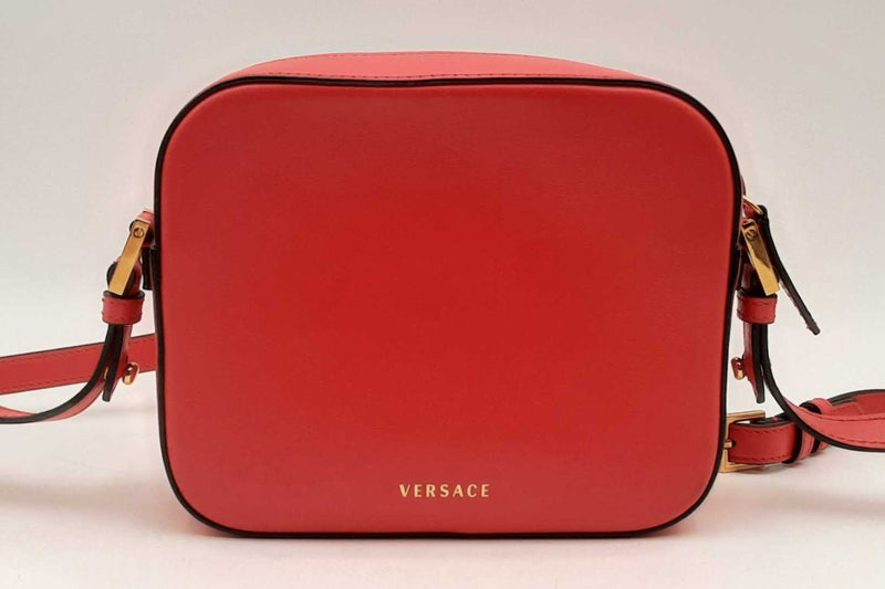 Versace Virtus Red Leather Camera Crossbody Bag Eb1024wxzsa