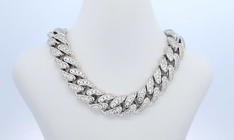 Sterling Silver Cubic Zirconia Cuban Link Chain 113.8g 22 In Eboiedu144030007275