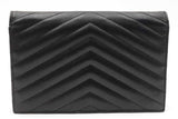 Yves Saint Laurent Quilted Chevron Leather Envelope Chain Wallet Eb0726pxzdu