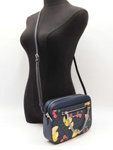 Michael Kors Jet Set Large Navy Logo Crossbody In Fruit Print Canvas Fw0826pzdu