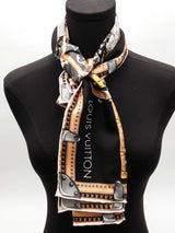 Louis Vuitton 100% Silk Monogram Trunk Let's Go Square Scarf Eb0426lxzsa