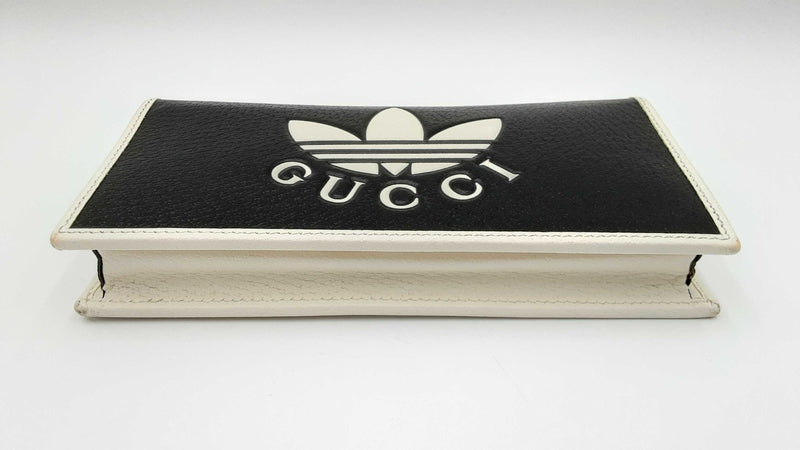 Gucci X Adidas Black & White Leather Wallet On Chain Fw1124wrxdu