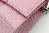 Balenciaga Hourglass Pink Crocodile Embossed Leather Chain Wallet Eb1026wrxsa
