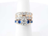 3.0 Cttw Diamond & Sapphire Wedding Ring In 14k Gold 9.9g Size 6.25 Fw0826lcrxdu