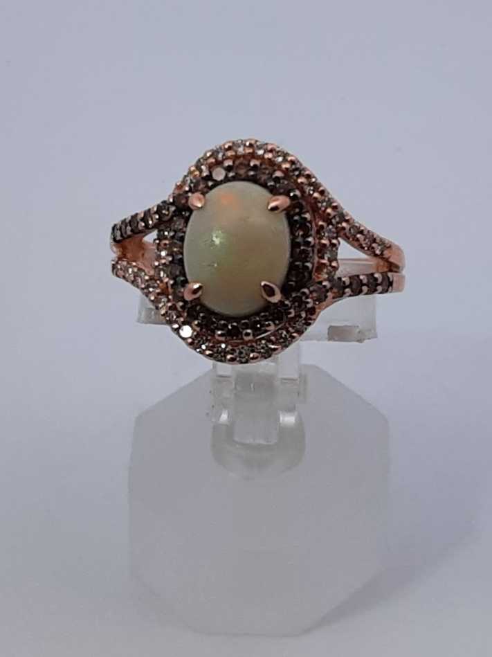 Le Vian Opal & Diamond 14k Strawberry Gold Ring 5.1 Grams Size 7 Fw0225wxzdu