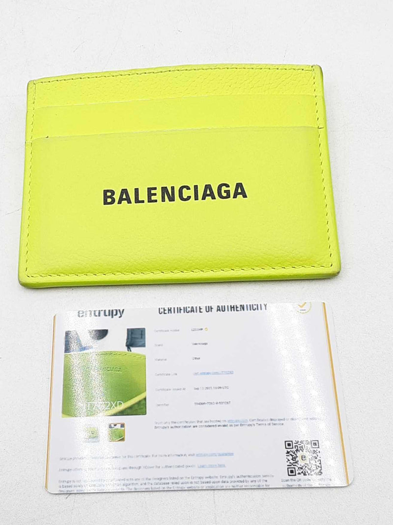 Balenciaga Neon Yellow Card Holder Wallet Eb1025rxdu