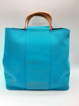 Hermes Cabag Elan Toile Turquoise Canvas Tote Bag Do1224prxde