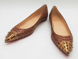 Christian Louboutin Brown Snakeskin Flats Size Eu 38.5 Do0525rxde