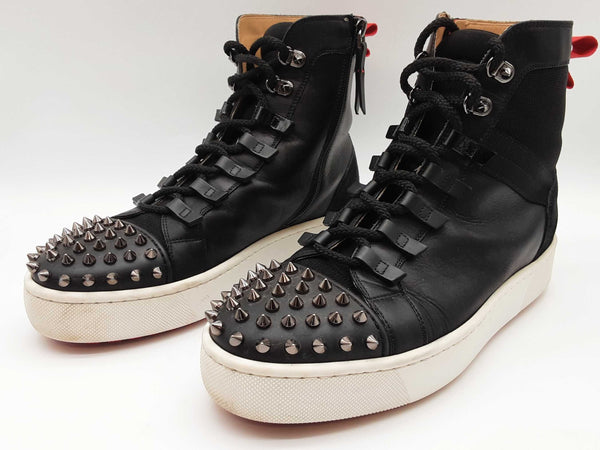 Christian Louboutin Smartic Black Leather Studded Boots Size Eu 44 Do0325wxzde