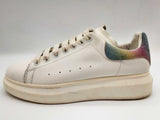 Alexander Mcqueen Oversized White Leather Rainbow Glitter Shoes Eu 41 Do0125crde