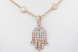 Diamond Hamsa Pendant Necklace In 18k Yellow Gold 8.2 Grams 18 Inch Eb0326crxdu